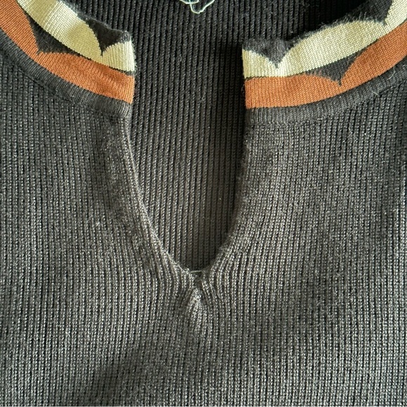 Rio & Rian Sweater Womens L Patterned Sleeve Pullover Keyhole Top Office Boho - Picture 9 of 10